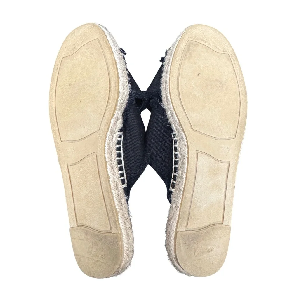 Castaner Palmera Espadrille Slide Frayed Canvas Crossover Black Size 7 Sandals